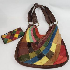 Pelle Studio Multicolor Patchwork Hobo Bag Tote w/ Wallet